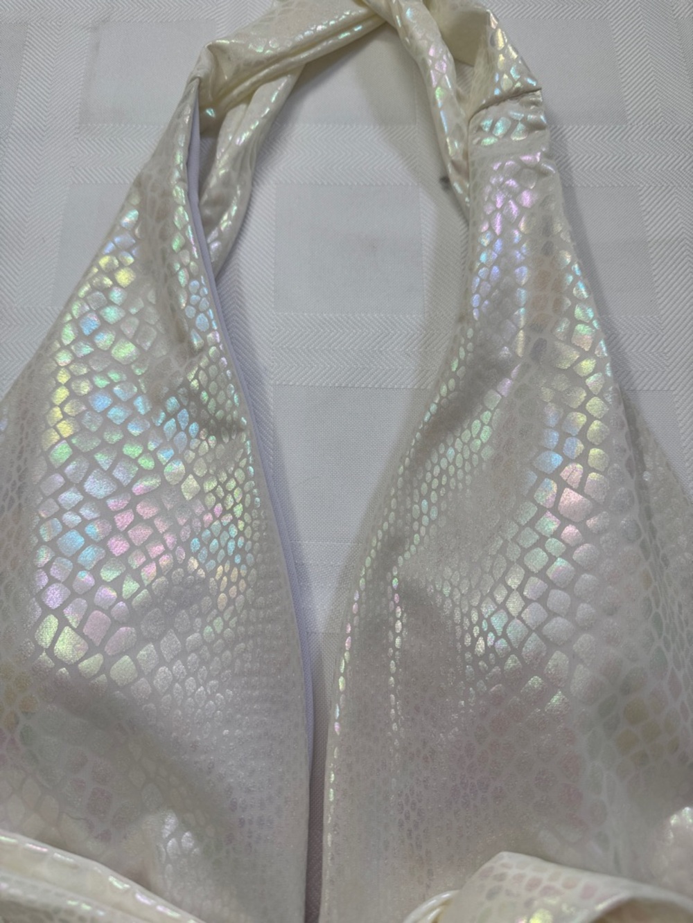 Set of 2 Coral Pink Silver Metallic Bikini Set/Cream Iridescent 1 Pc - Picture 15 of 16